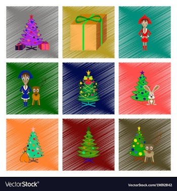 Assembly flat shading style christmas tree deer vector image