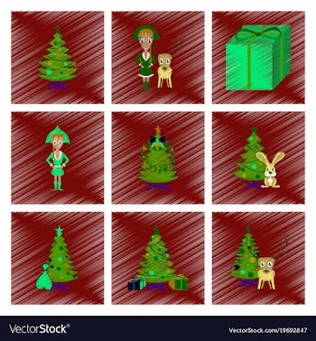 Assembly flat shading style christmas tree deer vector image