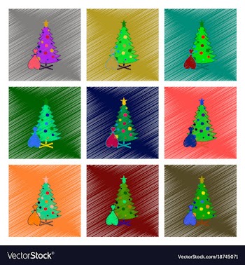 Assembly flat shading style christmas tree gifts vector image
