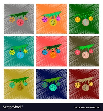 Assembly flat shading style christmas tree toys vector image