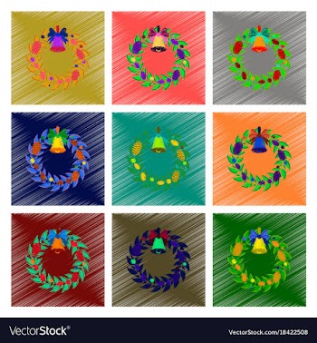 Assembly flat shading style christmas wreath vector image