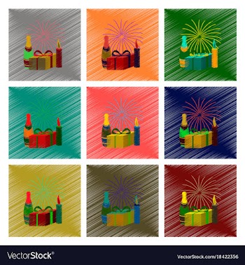 Assembly flat shading style fireworks champagne vector image