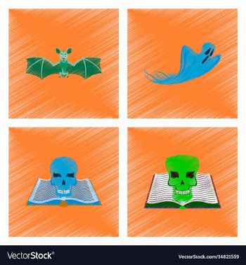 Assembly flat shading style icon bat ghost book vector image