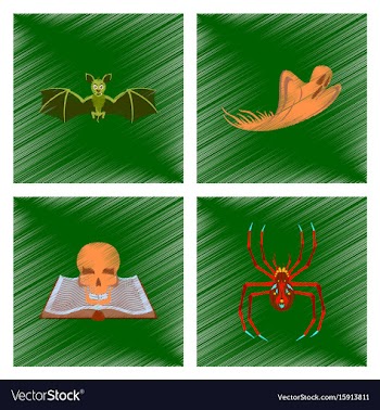 Assembly flat shading style icon bat ghost book vector image