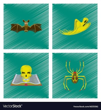 Assembly flat shading style icon bat ghost book vector image