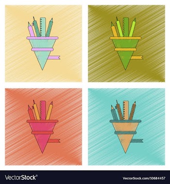 Assembly flat shading style icon bell pencil ruler vector image
