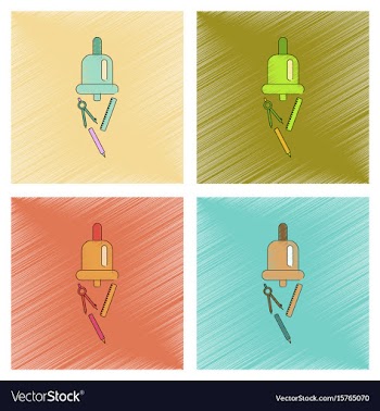 Assembly flat shading style icon bell pencil ruler vector image