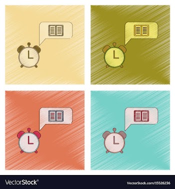 Assembly flat shading style icon book alarm clock vector image