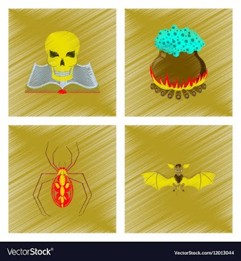 Assembly flat shading style icon book skull potion vector image