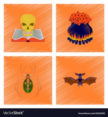 Assembly flat shading style icon book skull potion vector image