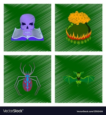 Assembly flat shading style icon book skull potion vector image