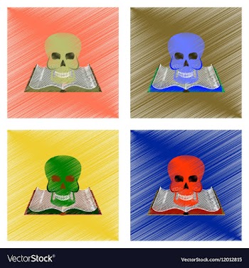 Assembly flat shading style icon book skull vector image