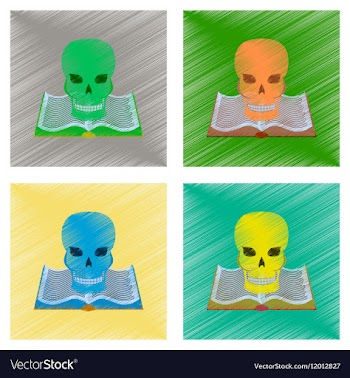 Assembly flat shading style icon book skull vector image
