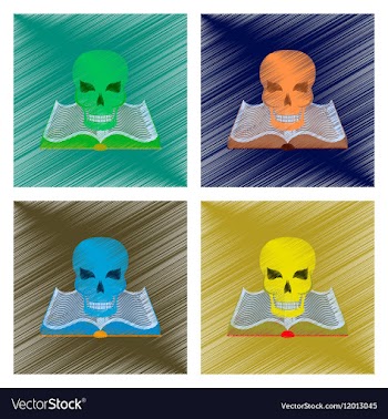 Assembly flat shading style icon book skull vector image