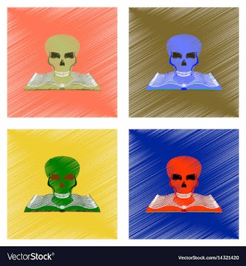 Assembly flat shading style icon book skull vector image