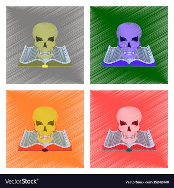 Assembly flat shading style icon book skull vector image