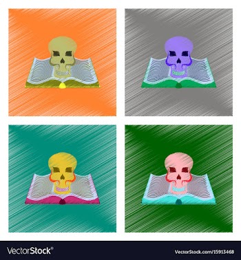 Assembly flat shading style icon book skull vector image
