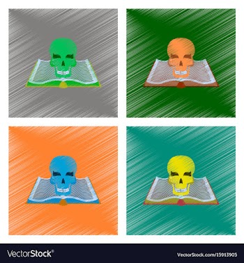 Assembly flat shading style icon book skull vector image