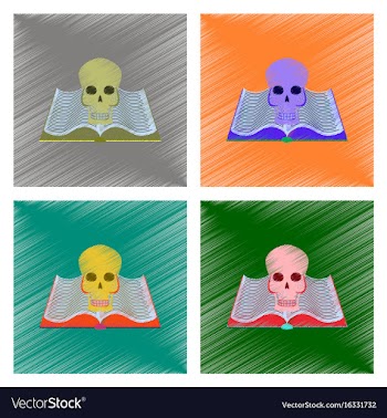 Assembly flat shading style icon book skull vector image