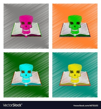 Assembly flat shading style icon book skull vector image