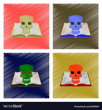 Assembly flat shading style icon book skull vector image