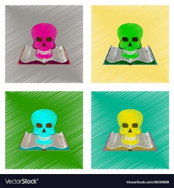 Assembly flat shading style icon book skull vector image