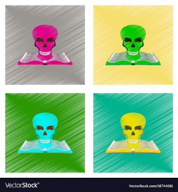 Assembly flat shading style icon book skull vector image