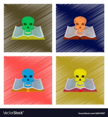 Assembly flat shading style icon book skull vector image