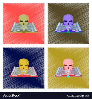 Assembly flat shading style icon book skull vector image