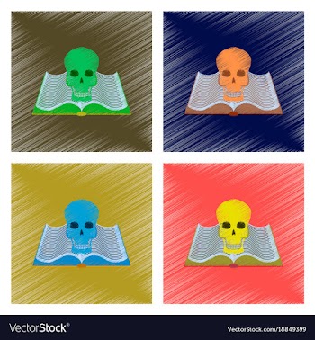 Assembly flat shading style icon book skull vector image
