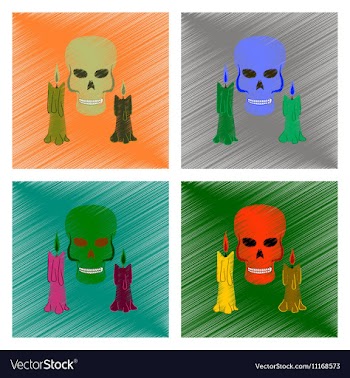 Assembly flat shading style icon candle skull vector image