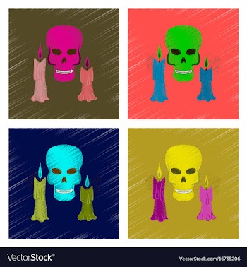 Assembly flat shading style icon candle skull vector image