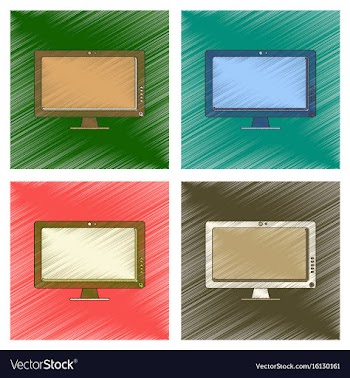 Assembly flat shading style icon computer monitor vector image