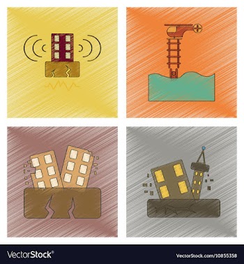 Assembly flat shading style icon earthquake and vector image