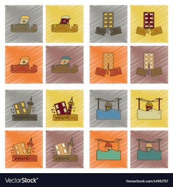 Assembly flat shading style icon earthquake and vector image