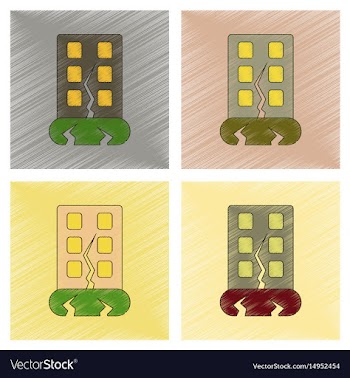 Assembly flat shading style icon earthquake house vector image