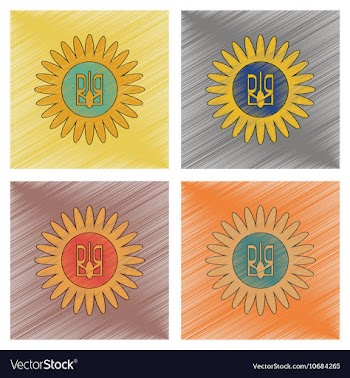 Assembly flat shading style icon emblem of Ukraine vector image