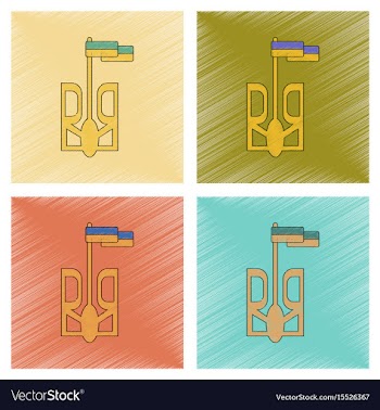 Assembly flat shading style icon emblem of ukraine vector image