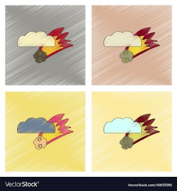 Assembly flat shading style icon falling meteorite vector image