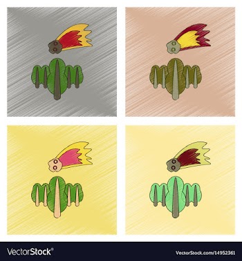 Assembly flat shading style icon falling meteorite vector image