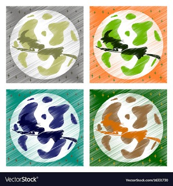 Assembly flat shading style icon full moon witch vector image