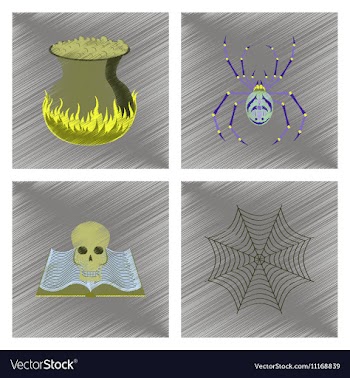 Assembly flat shading style icon ghost spider book vector image