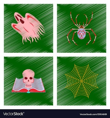 Assembly flat shading style icon ghost spider book vector image