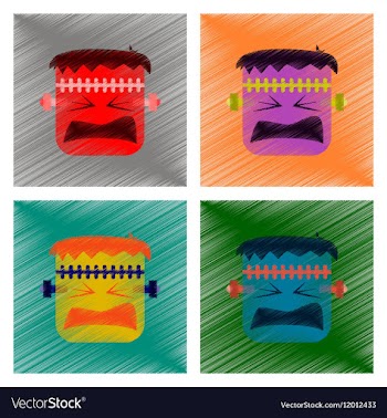 Assembly flat shading style icon halloween monster vector image