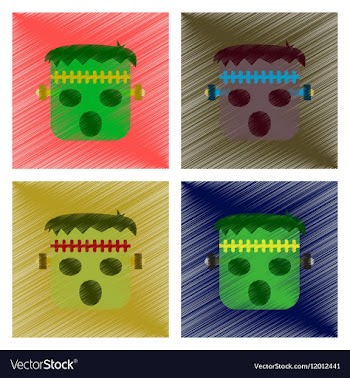 Assembly flat shading style icon halloween monster vector image