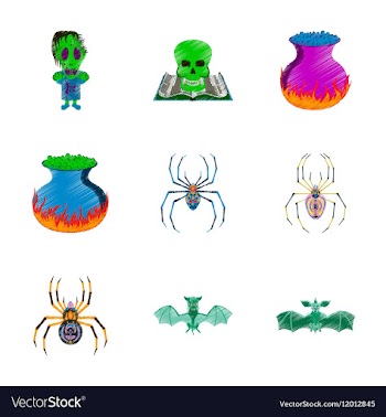 Assembly flat shading style icon halloween monster vector image