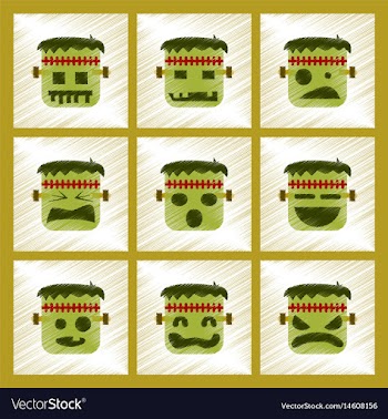 Assembly flat shading style icon halloween monster vector image