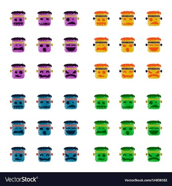 Assembly flat shading style icon halloween monster vector image