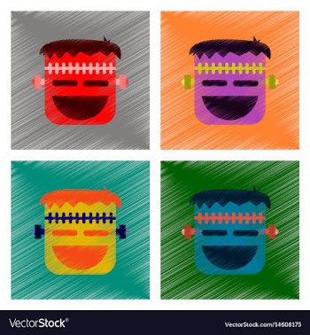 Assembly flat shading style icon halloween monster vector image