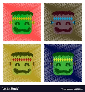 Assembly flat shading style icon halloween monster vector image
